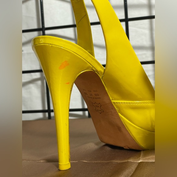 Aldo yellow patent leather peep toe platform sling backs size 8 - Picture 7 of 10